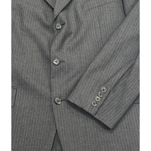 Brooks Brothers 346 Mens Dark Gray Pinstripe Wool Suit Jacket Sport Coat 44L - Picture 3 of 16